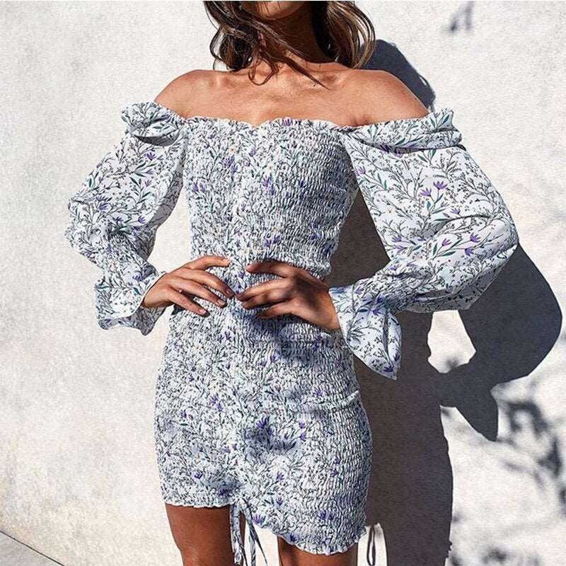 2022 Spring New Women Floral Print Sashes Shirt Dress Women's Loose Short Boho Mini Dress