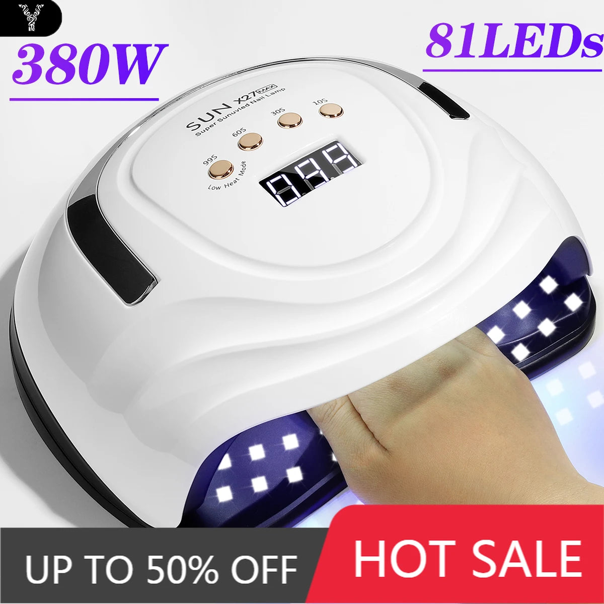 380W UV LED Nail Lamp Dryer with 81 LEDs & 4 Timer Settings-auto sensor