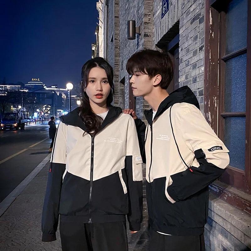 Spring Coat Korean Trend couple's Jackets  New Tooling All-match Casual Spring Autumn Lapel Jacket