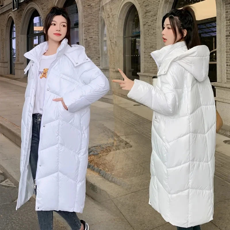 2023 New Women Winter Jacket – Loose Hooded Cotton Padded Parka, Korean Oversized Long Coat