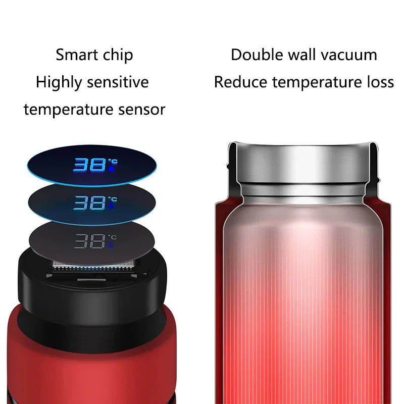 Smart digital water bottle keeps cold and heat thermal bottle Stainless Steel for kids