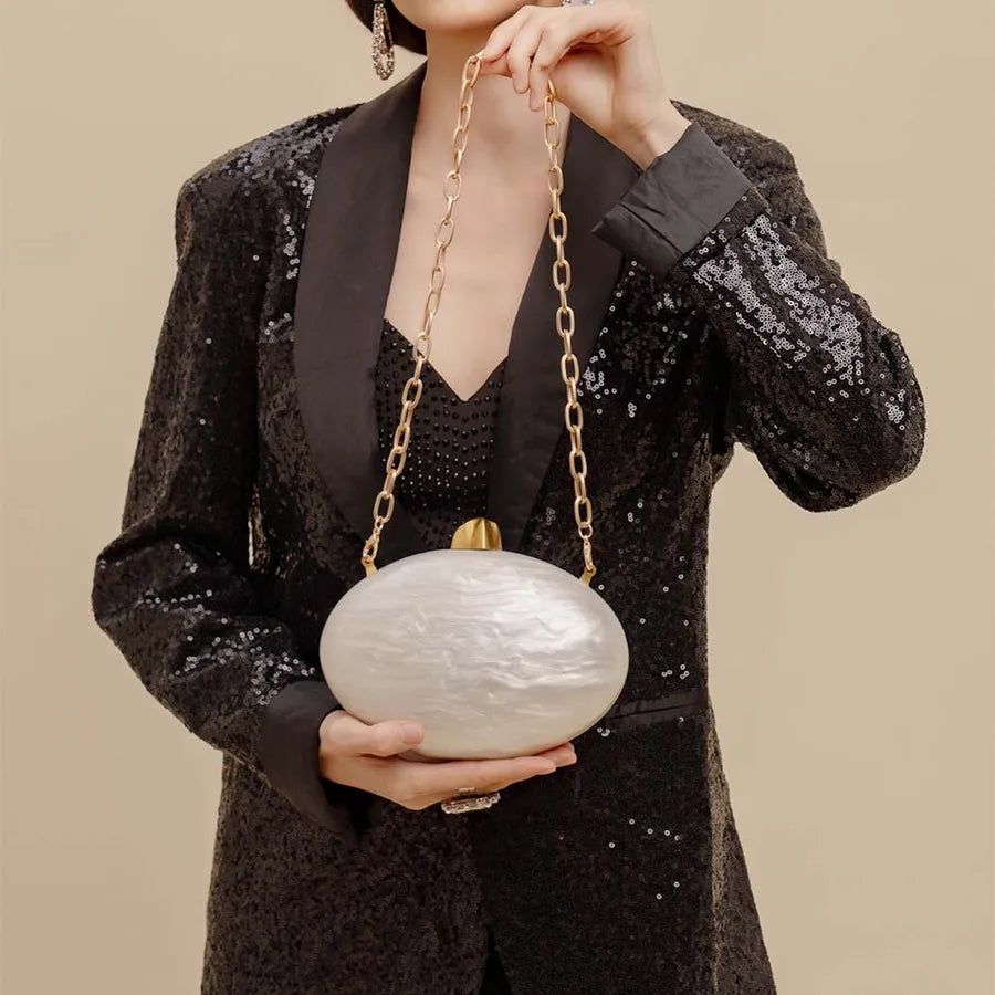 Acrylic Evening Bag Handheld Wedding Women's Shoulder Crossbody Fashionable Ladies Elliptical Acrylic Tote Bag