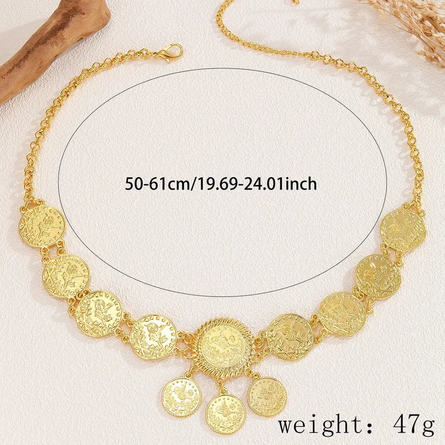 Gold Coin Tassel Hairband With Carved Flowers Middle East Arab Style Wedding Bride Photography Props Fashionable Headwear