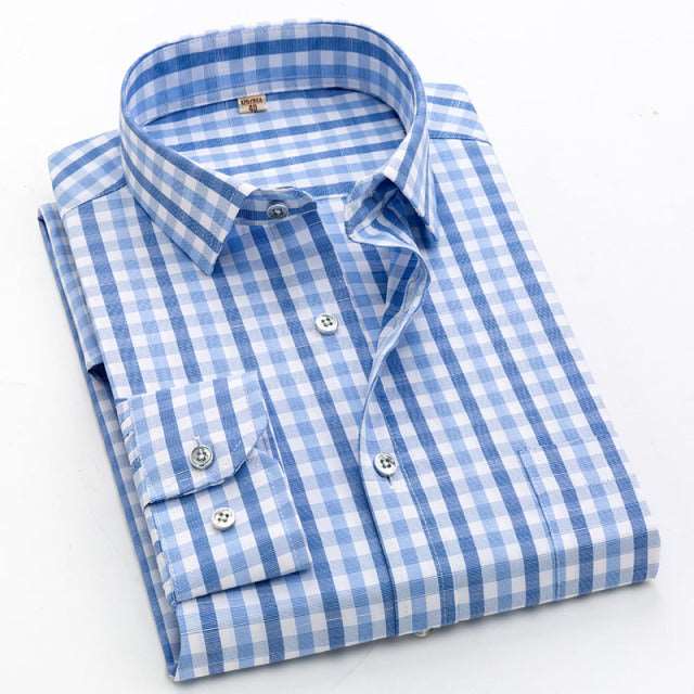 2022 Brand New Men Shirt Male Dress Shirts Striped Men&#39;s Casual Long Sleeve Business Formal Plaid Shirt camisa social