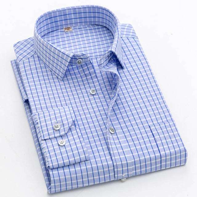 2022 Brand New Men Shirt Male Dress Shirts Striped Men&#39;s Casual Long Sleeve Business Formal Plaid Shirt camisa social