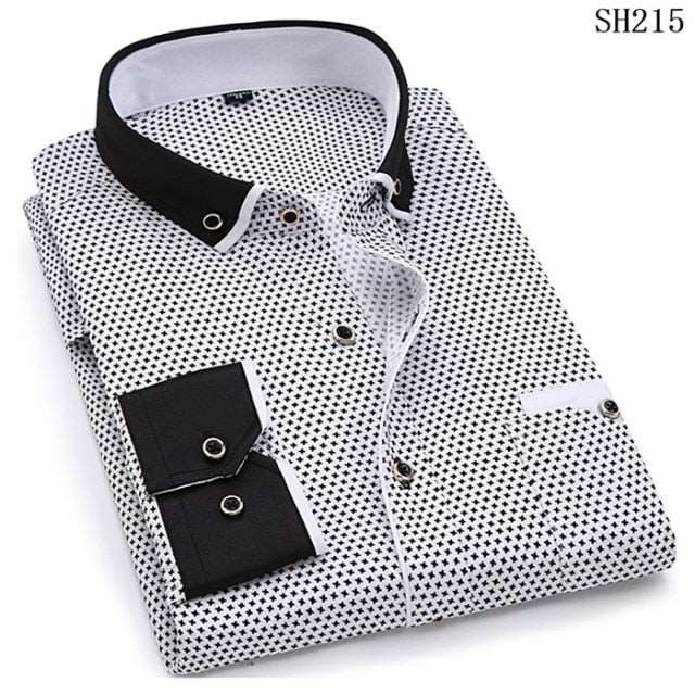 2022 Men Fashion Casual Long Sleeved Printed Shirt Slim Fit Male Social Business Dress Shirts Brand For Men Soft Comfortable