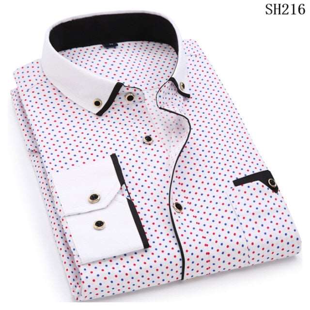 2022 Men Fashion Casual Long Sleeved Printed Shirt Slim Fit Male Social Business Dress Shirts Brand For Men Soft Comfortable