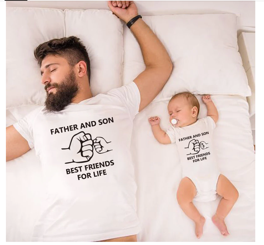 Father and Son Family Matching Casual T-Shirt..