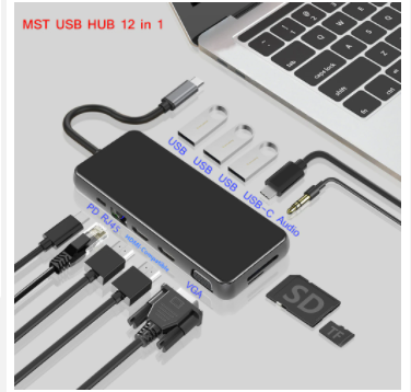 USB Hub MST Type C Dock Station USB C Dual HDMI-compatible VGA RJ45 PD USB 3.0 for Laptop Thunderbolt 3 Dock Station