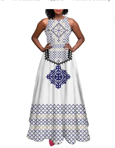 Ethiopian Country Dress Custom made Women Summer Dress Plus Size Maxi Dress