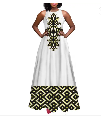 Vintage Country Design  Personalized Custom Floral Long Dresses Casual Ethiopian Dresses For Women