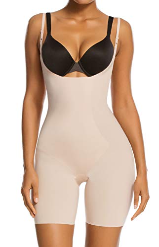 Tummy Control Shapewear for Women Seamless Colombianas Faja Bodysuit Open Bust Mid-Thigh Body Shaper Shorts