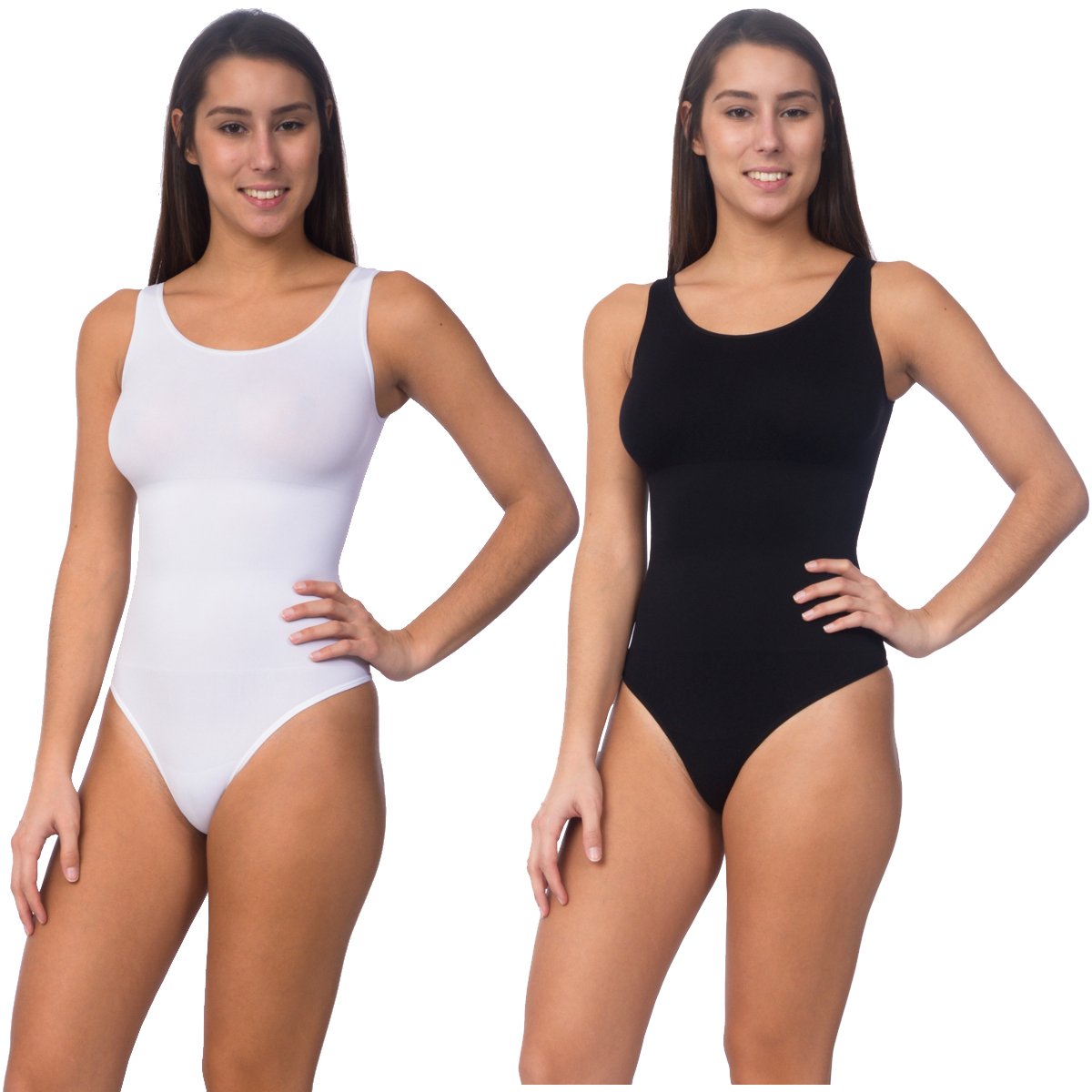 Seamless Shaping Bodysuit With Thong Bottom 2 Pack