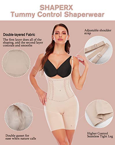 Tummy Control Shapewear for Women Seamless Colombianas Faja Bodysuit Open Bust Mid-Thigh Body Shaper Shorts