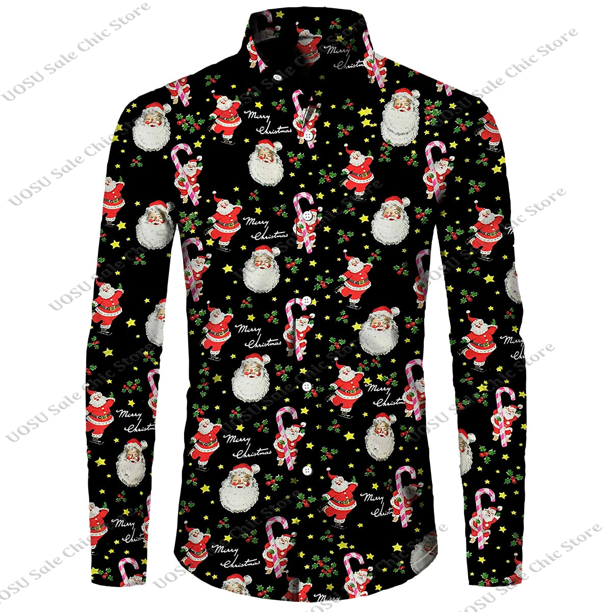 Men Fashion Festival Style Christmas Santa Claus Printed Shirts for Men