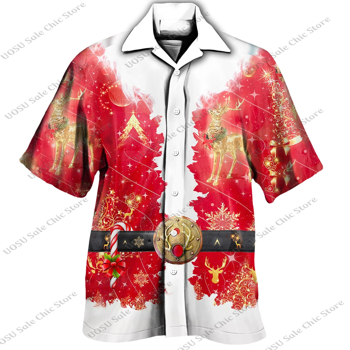 Men Fashion Festival Style Christmas Santa Claus Printed Shirts for Men