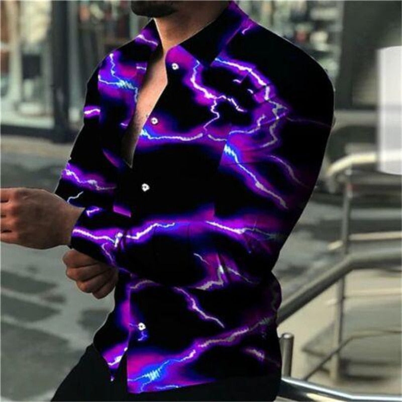 Christmas Theme 3D Printed Shirts Long Sleeve Blouse Holiday Fashion for men