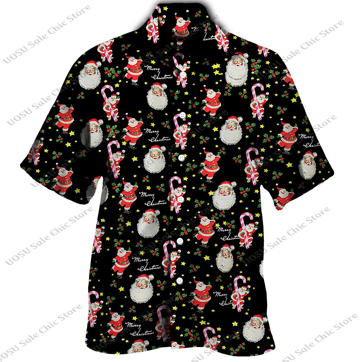 Men Fashion Festival Style Christmas Santa Claus Printed Shirts for Men