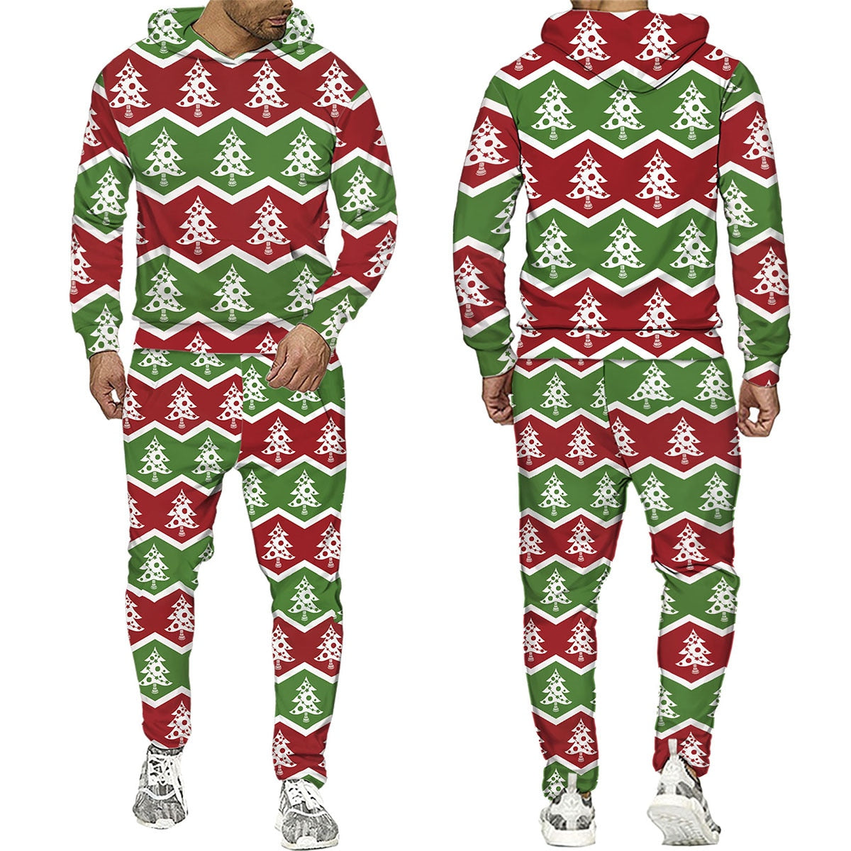 Christmas Santa Men Hooded Sweatshirts Pants Set trendy Wear Pullover Matching Outfits