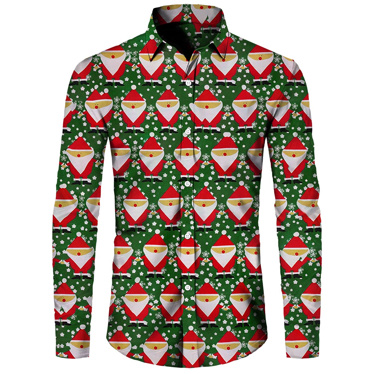 Men Fashion Festival Style Christmas Santa Claus Printed Shirts for Men