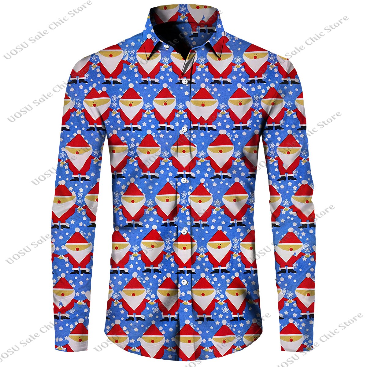 Men Fashion Festival Style Christmas Santa Claus Printed Shirts for Men