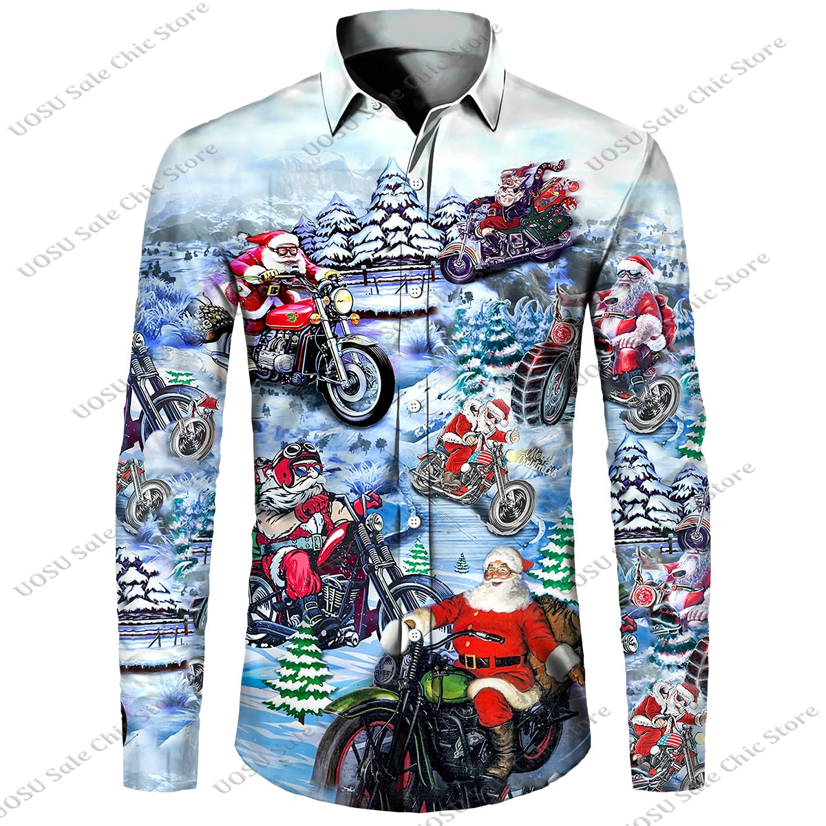 Men Fashion Festival Style Christmas Santa Claus Printed Shirts for Men