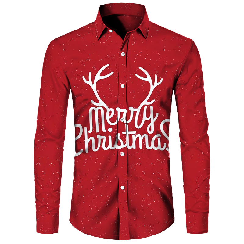 Christmas 3D Printed Men's Button Shirts Fashion Long Sleeve Blouse  Streetwear