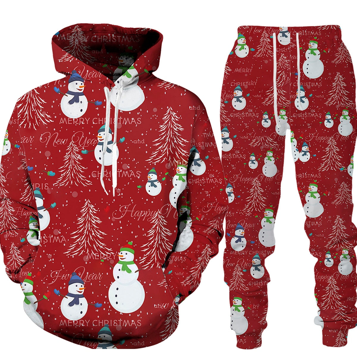 Christmas Santa Men Hooded Sweatshirts Pants Set trendy Wear Pullover Matching Outfits