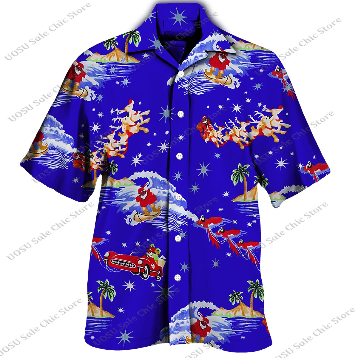 Men Fashion Festival Style Christmas Santa Claus Printed Shirts for Men