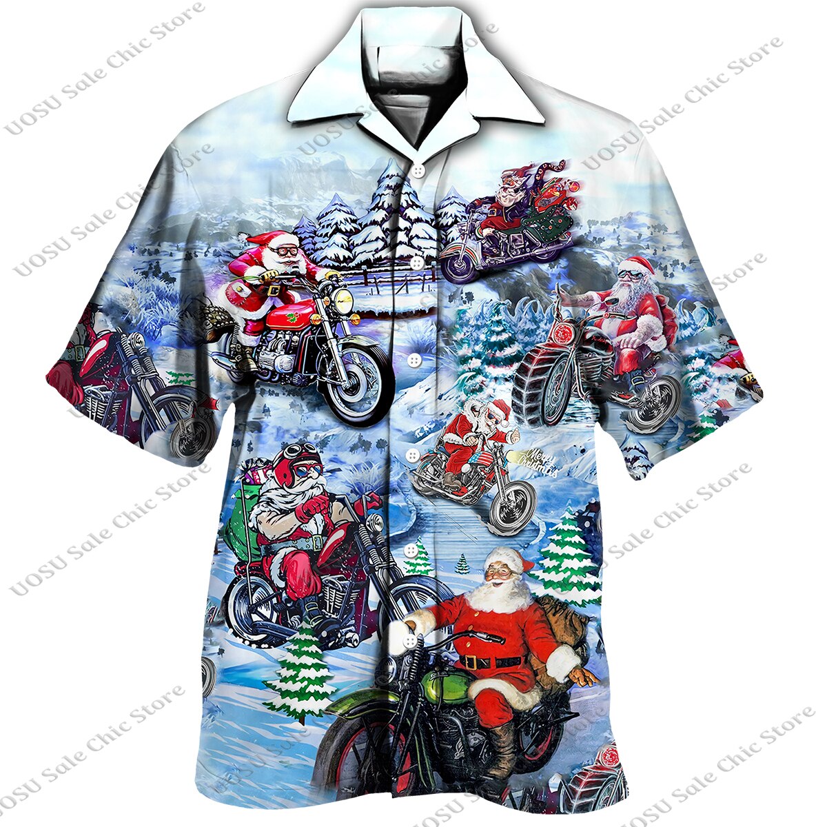 Men Fashion Festival Style Christmas Santa Claus Printed Shirts for Men