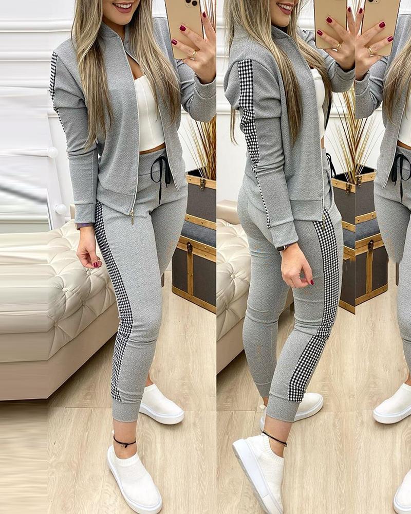 Fashion Tracksuit 2 Piece Set Autumn Winter Zipper Jacket + Long Pants Female Sports Sweatshirt  For Woman