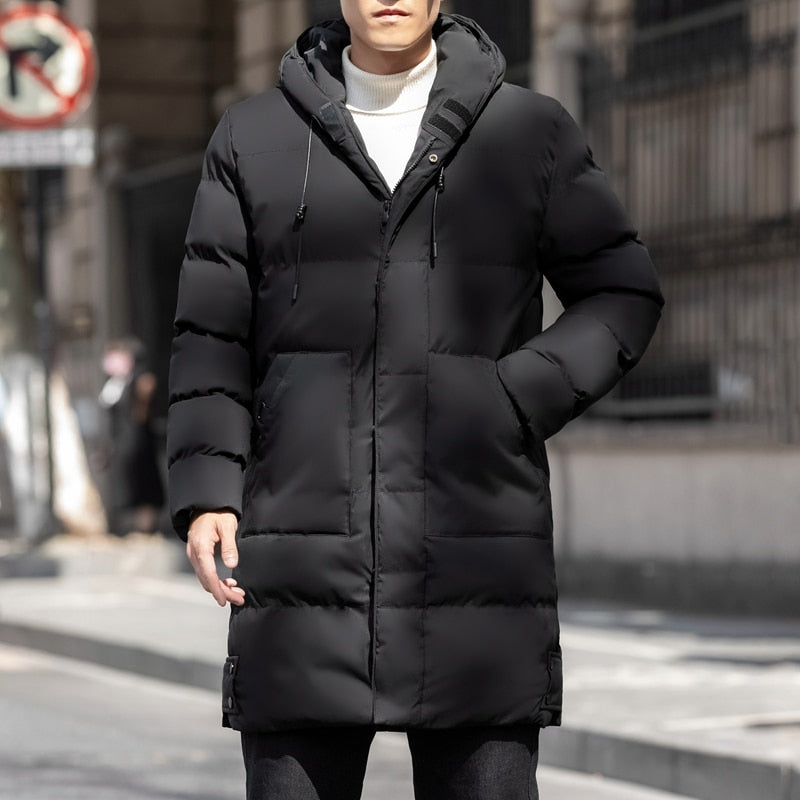 Men's Thick Cotton Long Casual Winter Jacket Parka Coat Plus Size