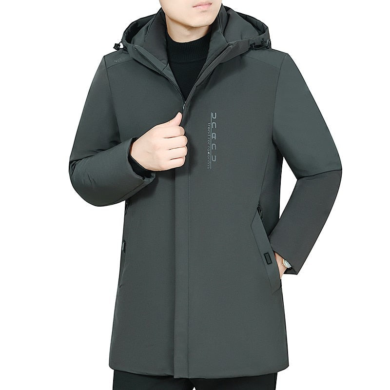 New Casual Thicken Cotton Jacket Hooded Windproof Warm Coat for men