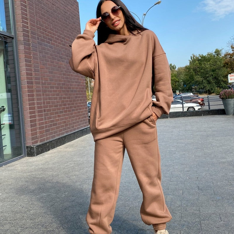 Sports Suit Women Solid Hoodie And Pants Casual Sport Suit Two Piece Set  For Sportswear Tracksuits for Women