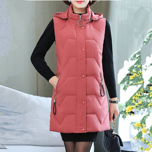 Winter Cotton loose Jacket Parker Hooded Sleeveless Warm jacket for Women