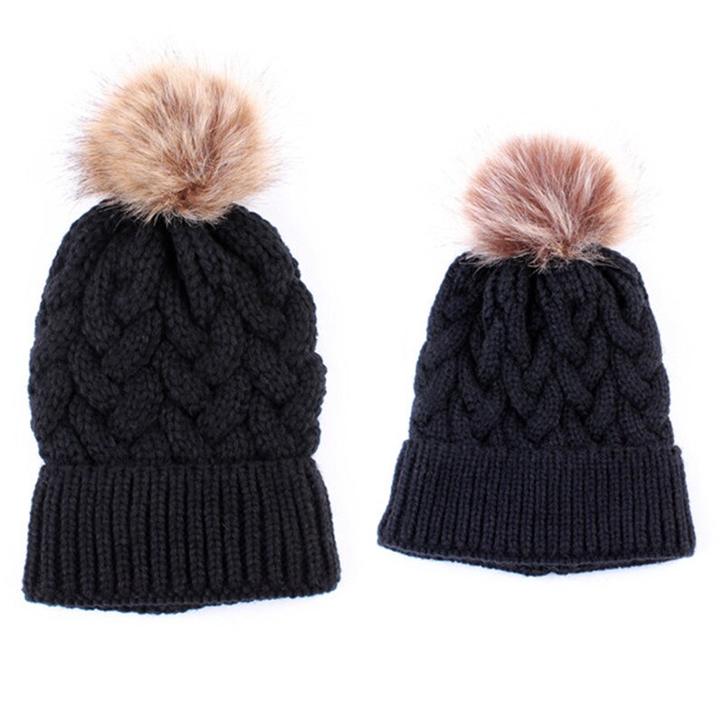 Family Look Autumn /Winter 2pcs Mother and daughter Knitted Twist matching Hats