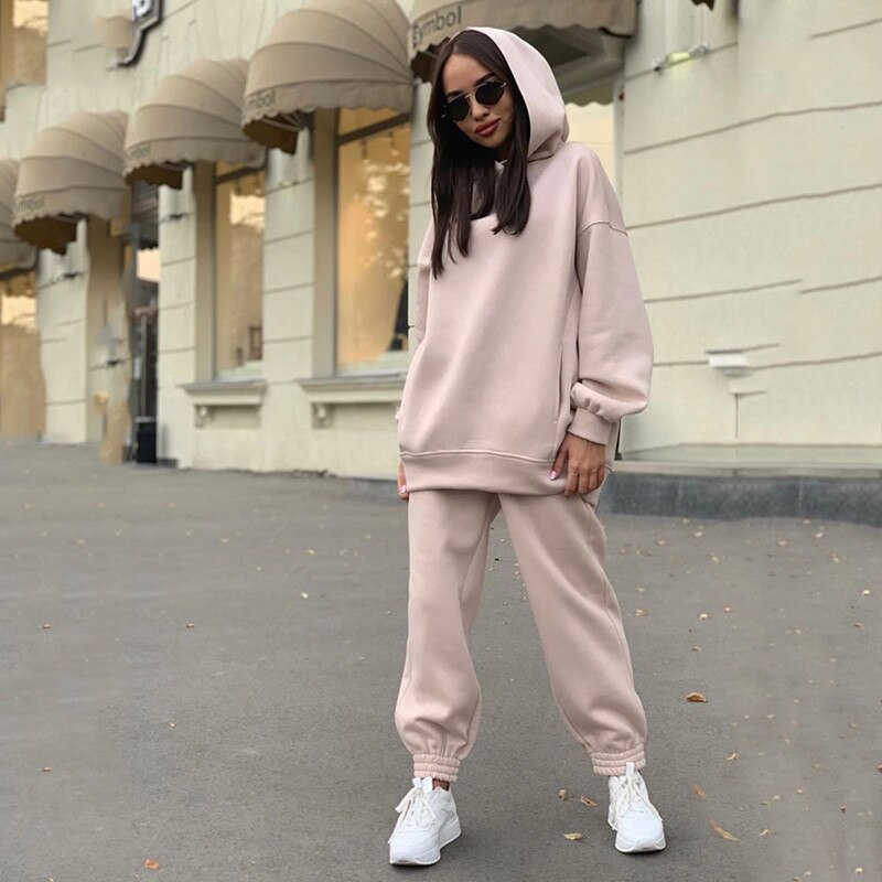 Sports Suit Women Solid Hoodie And Pants Casual Sport Suit Two Piece Set  For Sportswear Tracksuits for Women