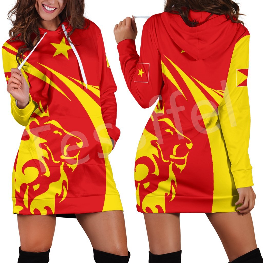 Ethiopia County Tigray Flag Native Tribe  3DPrint Harajuku Long Sleeves Women Hoodie Dress