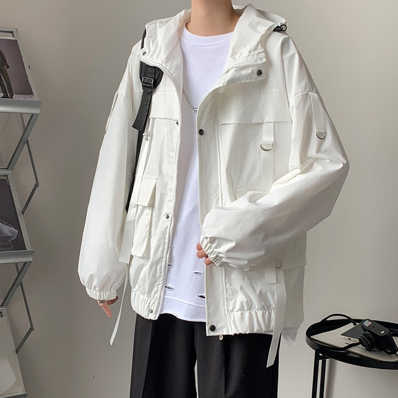 Men's Waterproof Streetwear Hip Hop Windbreaker Overcoat – Casual Loose Jacket