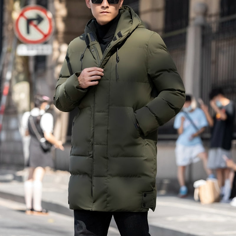 Men's Thick Cotton Long Casual Winter Jacket Parka Coat Plus Size