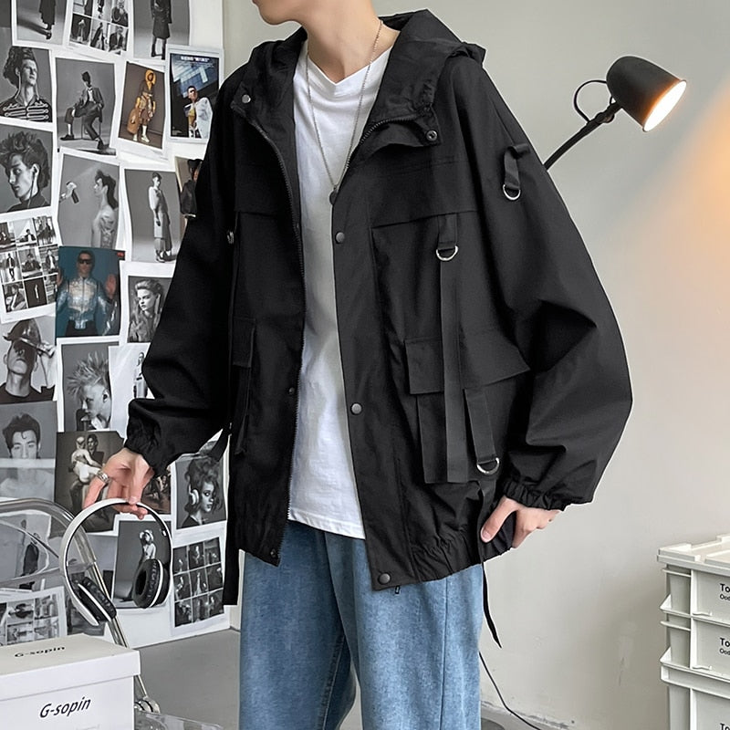 Men's Waterproof Streetwear Hip Hop Windbreaker Overcoat – Casual Loose Jacket