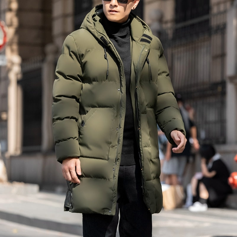 Men's Thick Cotton Long Casual Winter Jacket Parka Coat Plus Size