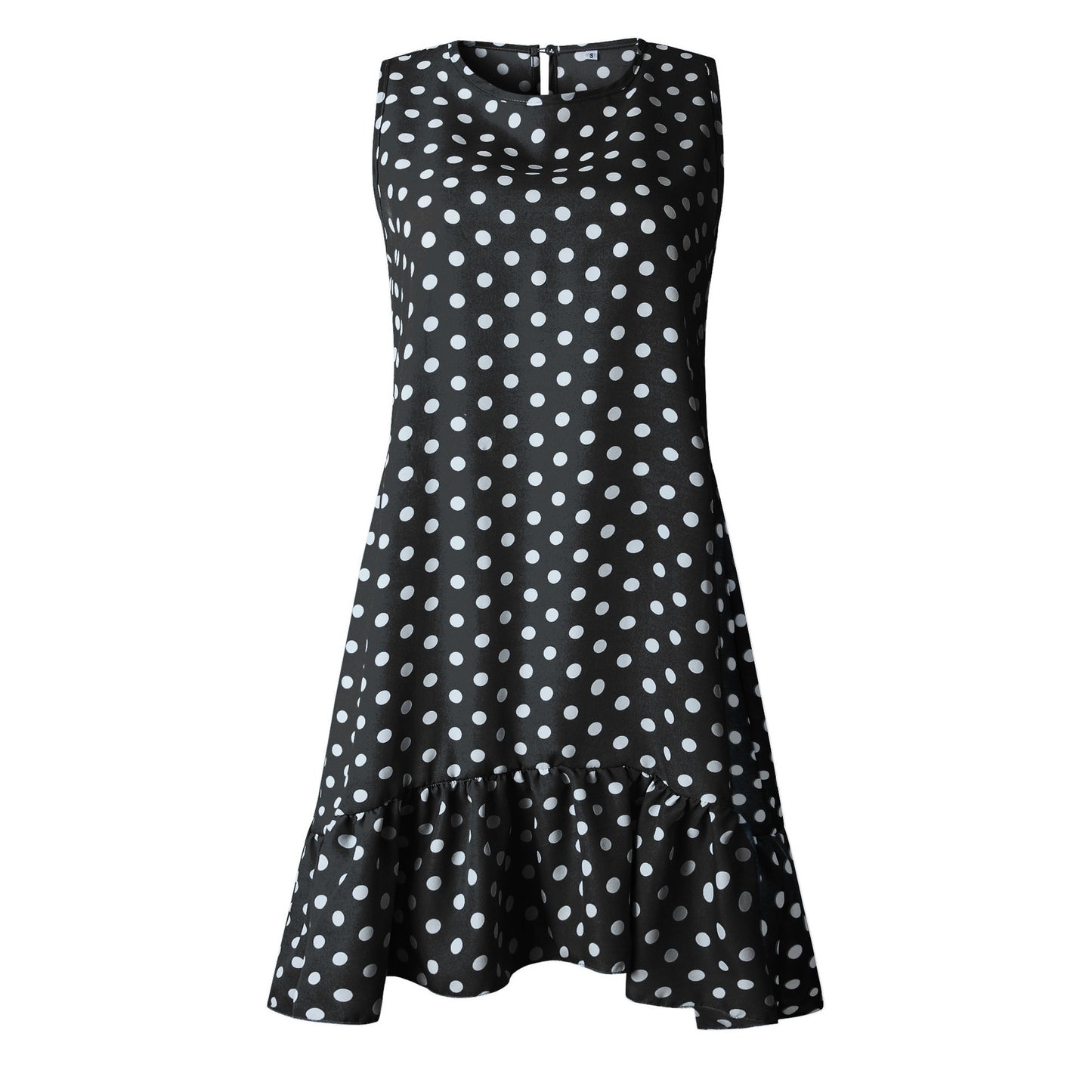 Women Summer Dress Ruffles Polka Dot Sleeveless Mini Dresses Plus Size Casual Loose  Women Clothes