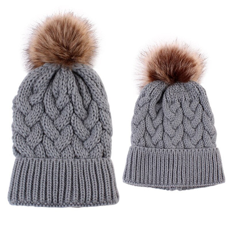 Family Look Autumn /Winter 2pcs Mother and daughter Knitted Twist matching Hats