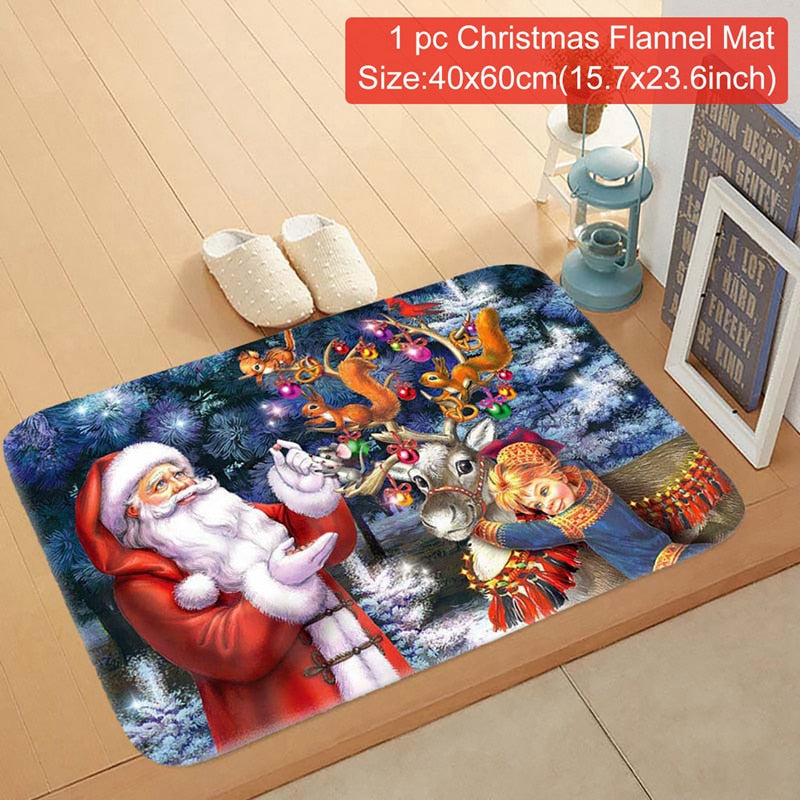 Christmas Doormat Santa Claus Carpet Merry Christmas Decorations For Home