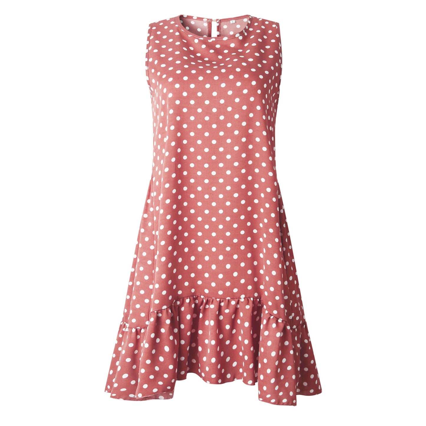 Women Summer Dress Ruffles Polka Dot Sleeveless Mini Dresses Plus Size Casual Loose  Women Clothes