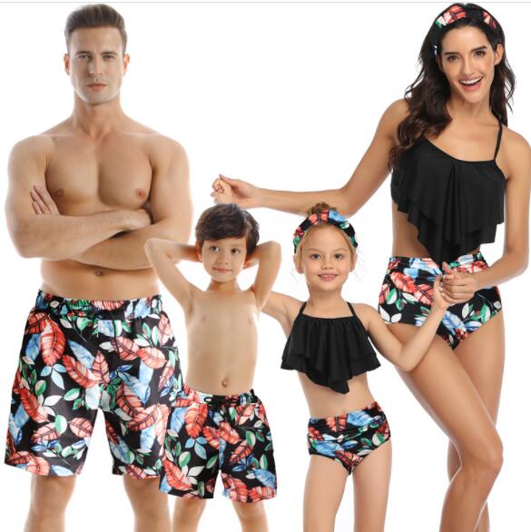 Family Swimsuit  Mom, Father, Son and Daughter Matching Swimwear