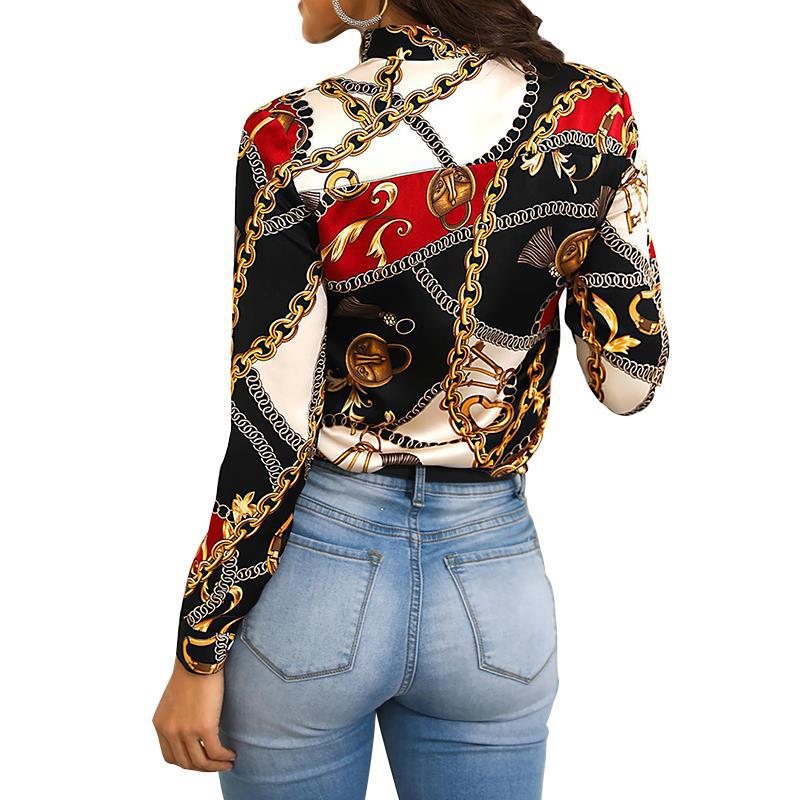 Explosion models fashion chain printing ladies shirt blouse