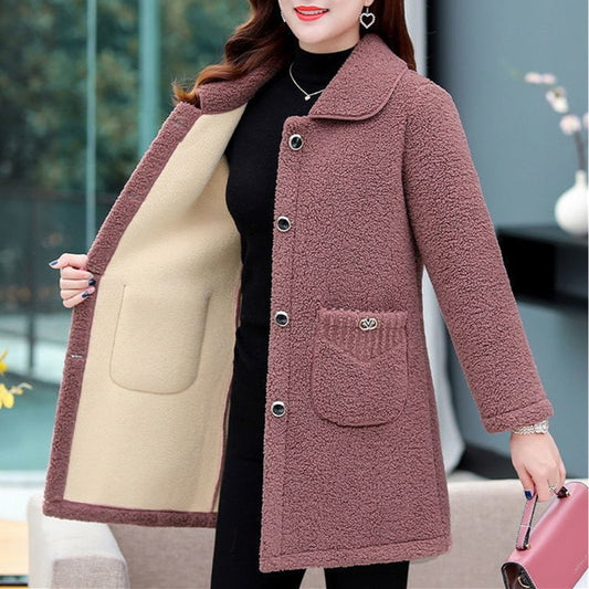 Faux lamb Wool  Autumn Winter Loose Long-sleeve coat / Jacket for Women