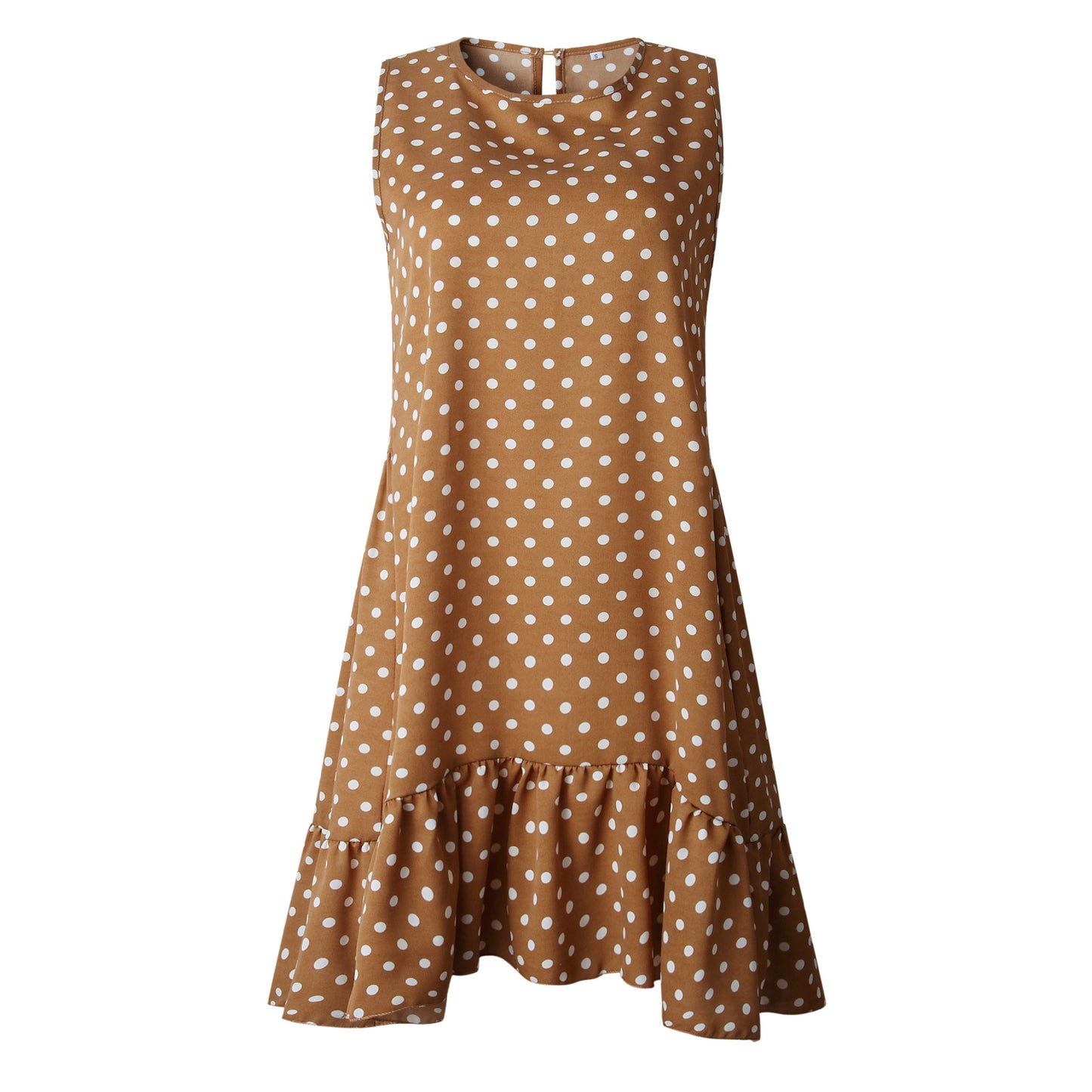 Women Summer Dress Ruffles Polka Dot Sleeveless Mini Dresses Plus Size Casual Loose  Women Clothes